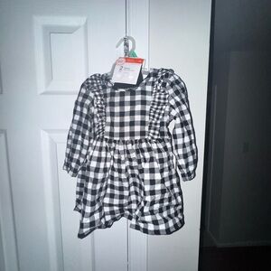 WonderNation 6-9Months Cotton Plaid Dress with tight Outfit 2 Piece Set NWT